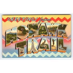 Vintage Greetings from Mohawk Trail Scenic Large Letter Postcard Tichnor Bros